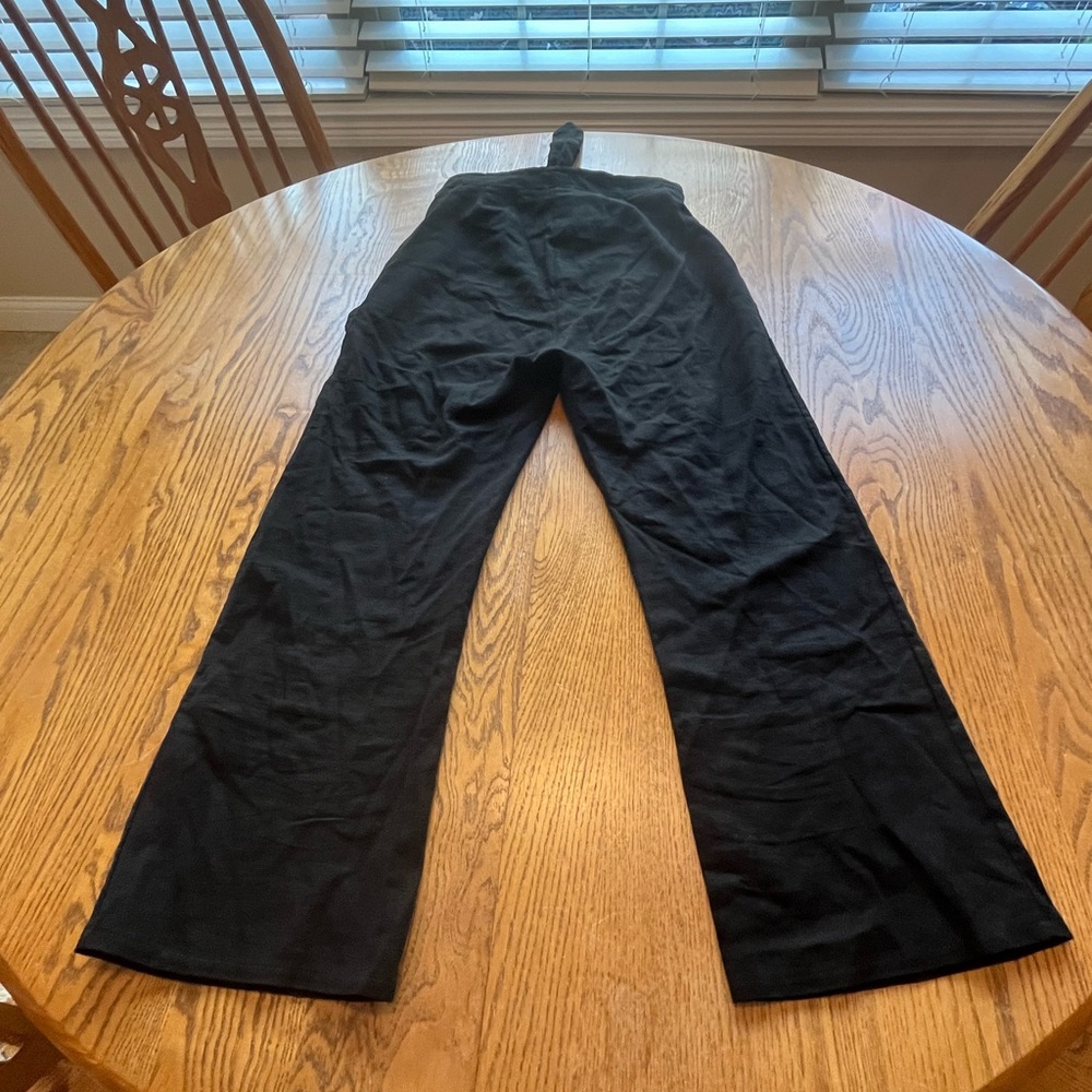 DONNI Black Linen Blend High Waist Sash Crop Pants S - Picture 2 of 11